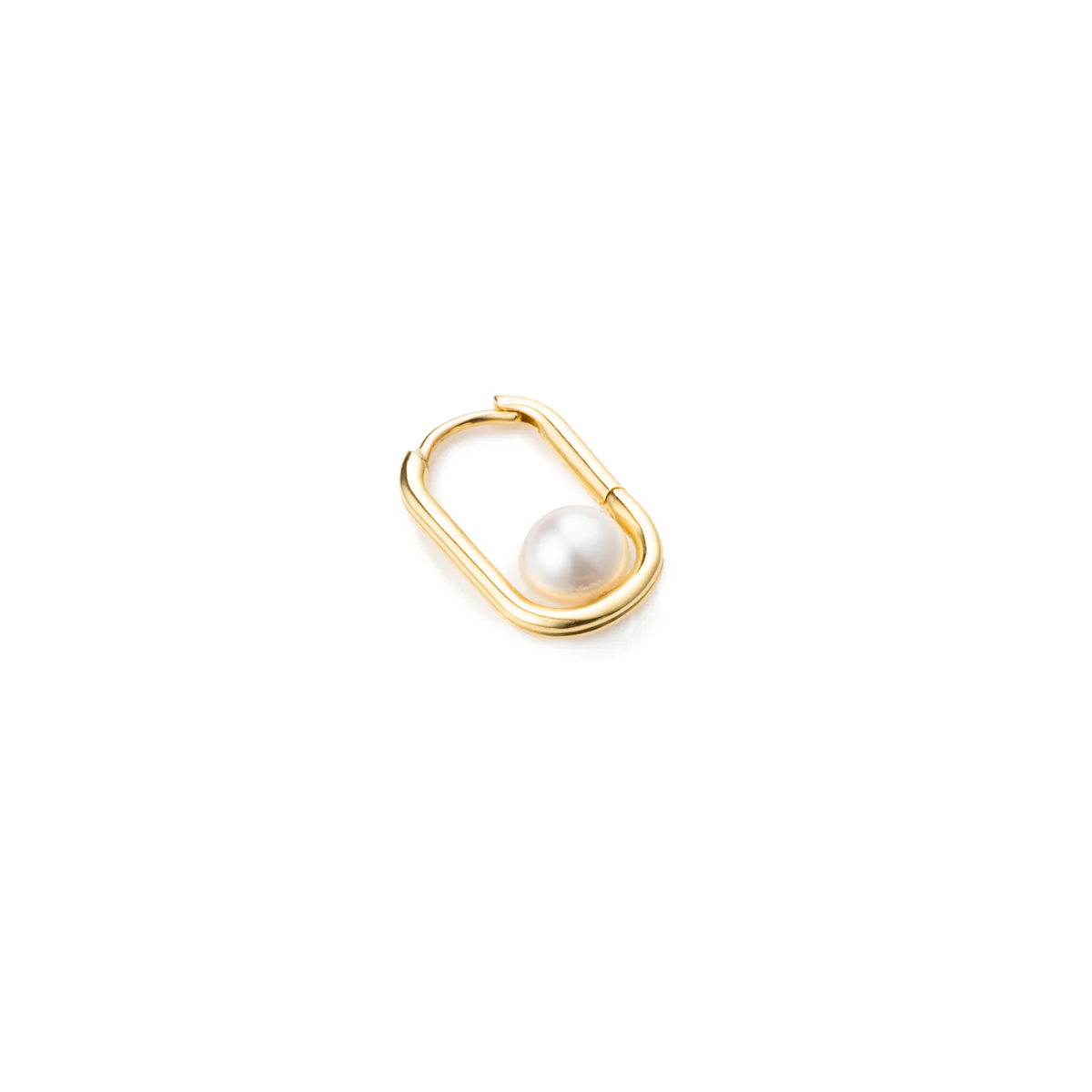 18K MANHATTAN Akoya Pearl Oblong Huggie Earring Large size - Image 3