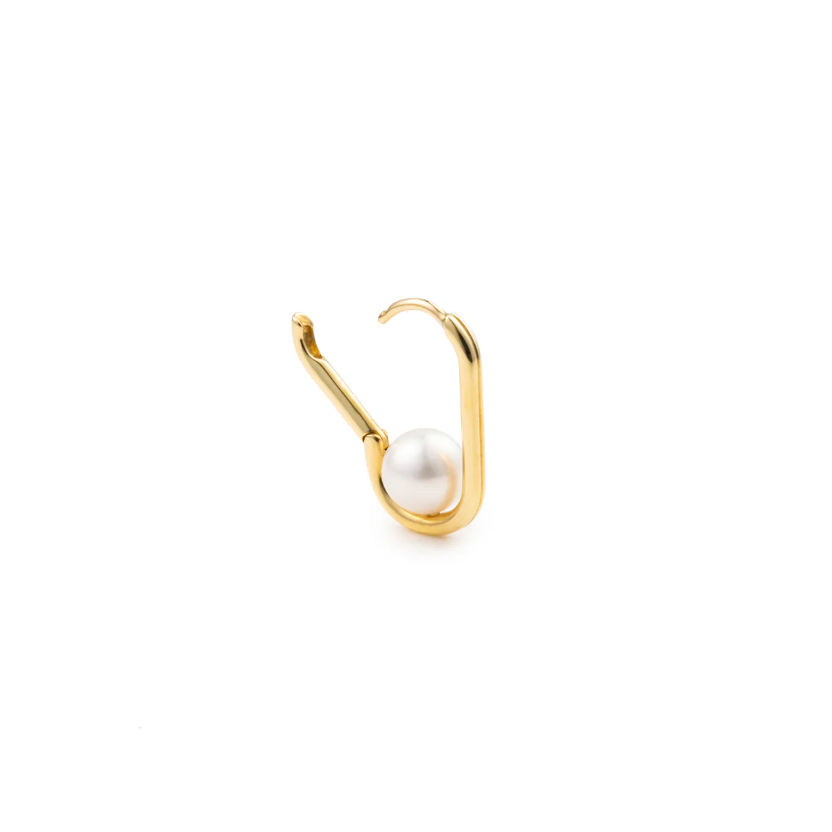 18K MANHATTAN Akoya Pearl Oblong Huggie Earring Large size - Image 4