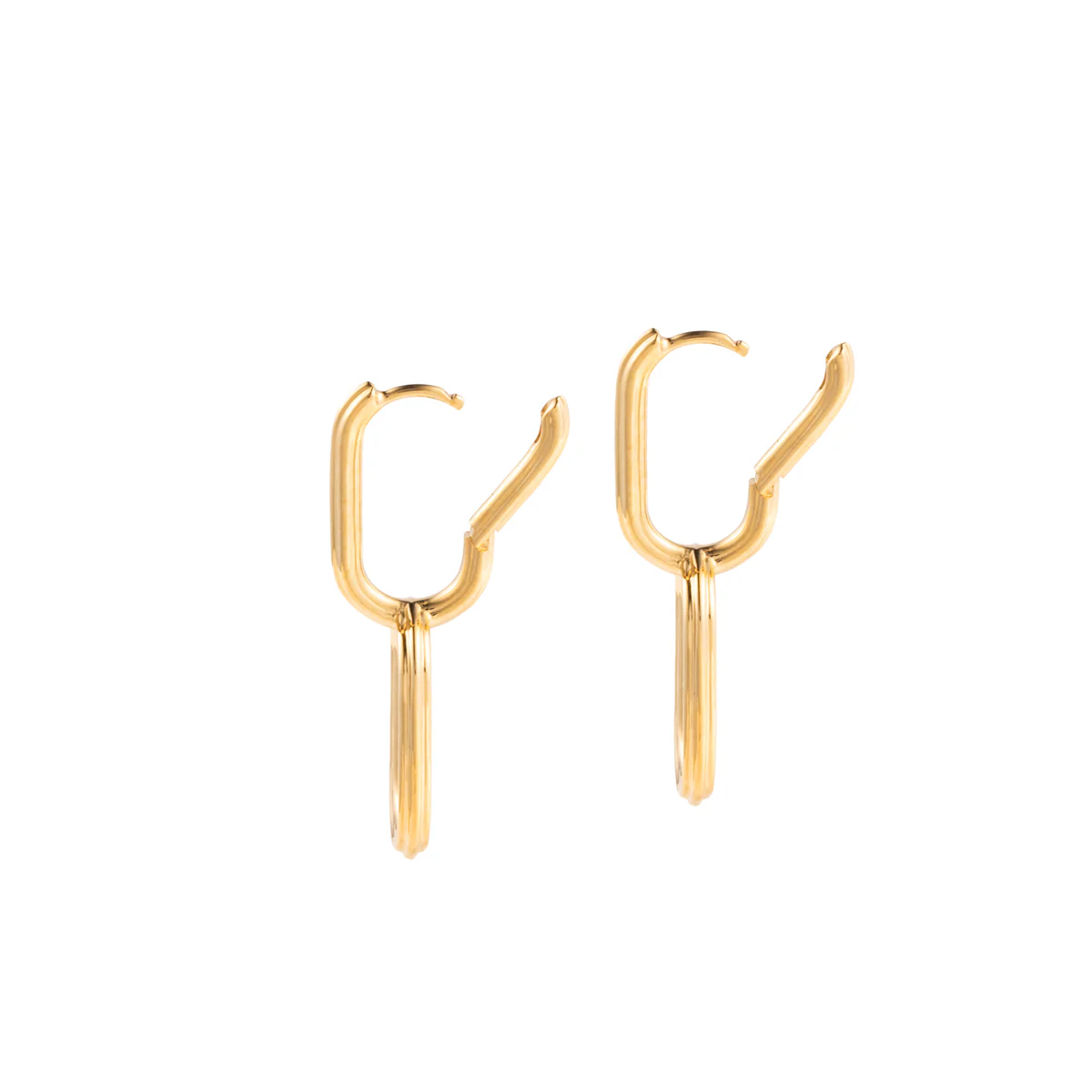 18K DUNE Oblong Hoop Earrings Small size - Image 3