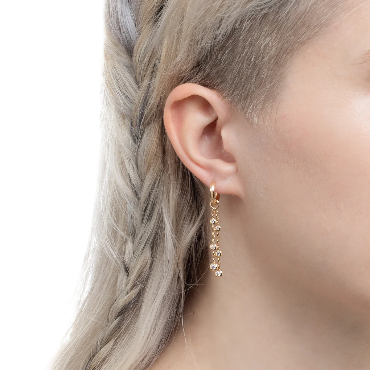 18K CASCADE Diamond Charm Earring - Image 5
