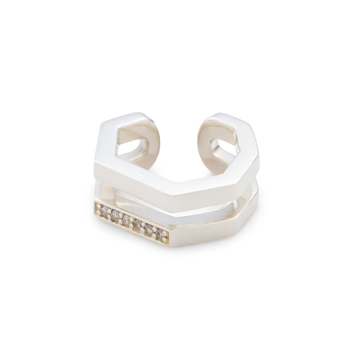 MANHATTAN Double Octagon Diamond Ear Cuff - Image 3