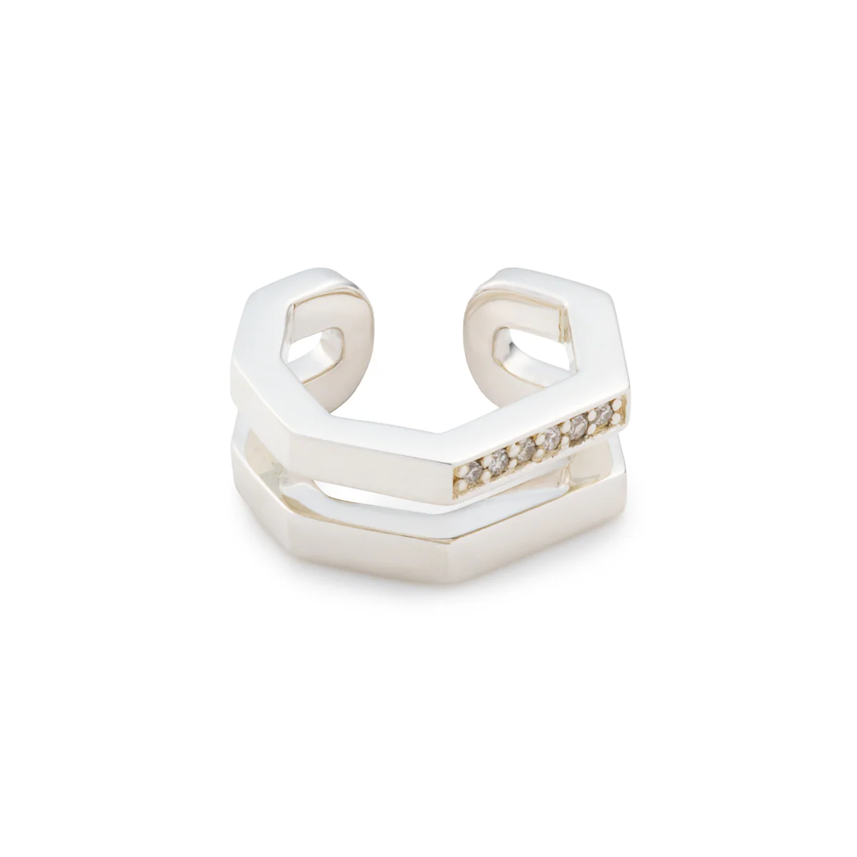 MANHATTAN Double Octagon Diamond Ear Cuff - Image 5