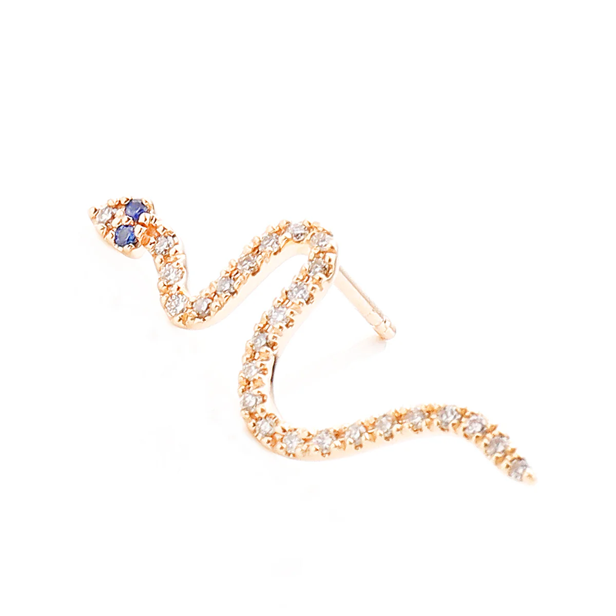 SNAKE KNOT Blue Sapphire Eye Earring - Image 3