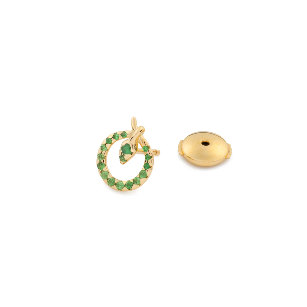 18K SNAKE KNOT Green Garnet Stud Earring - Image 3