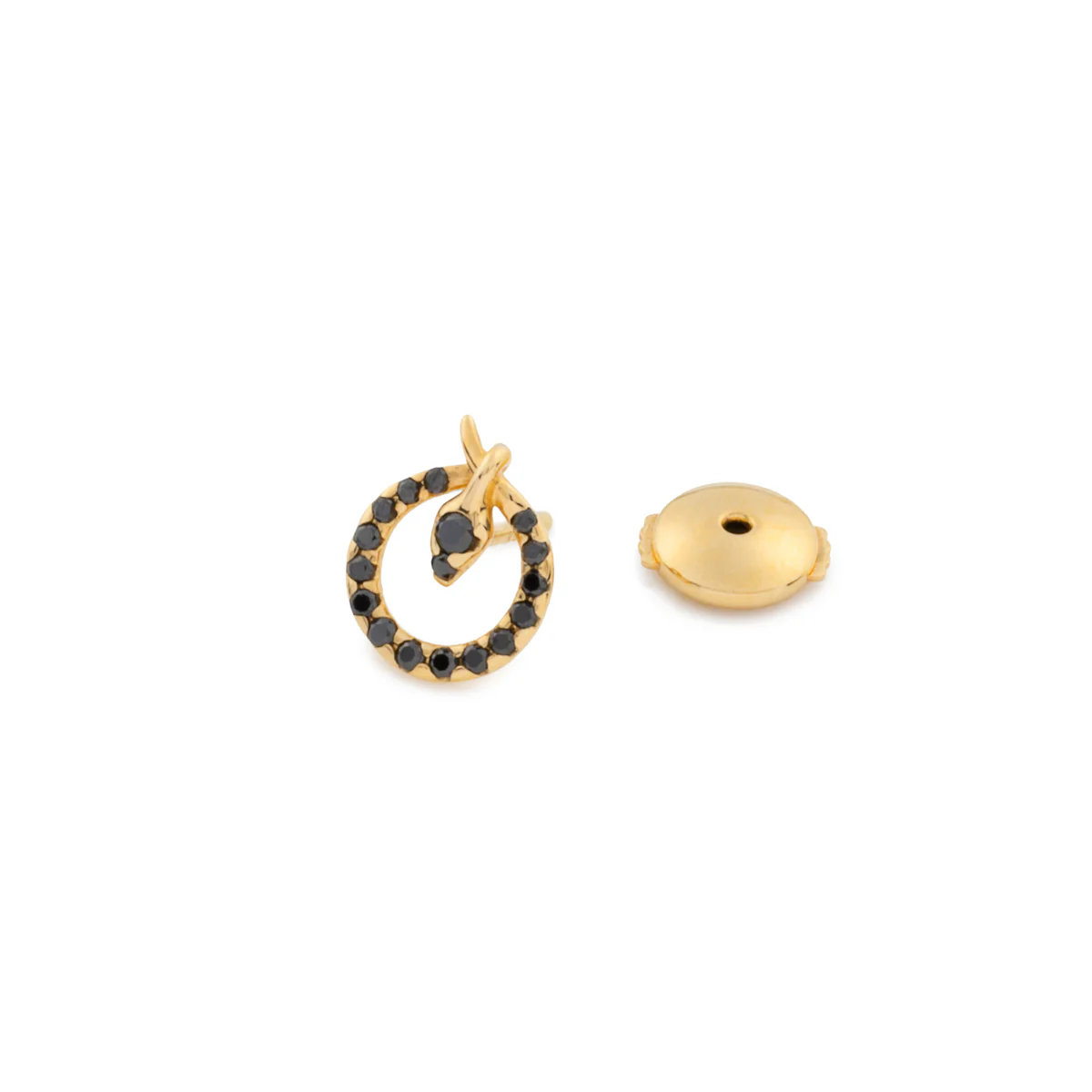 18K SNAKE KNOT Black Diamond Stud Earring - Image 3