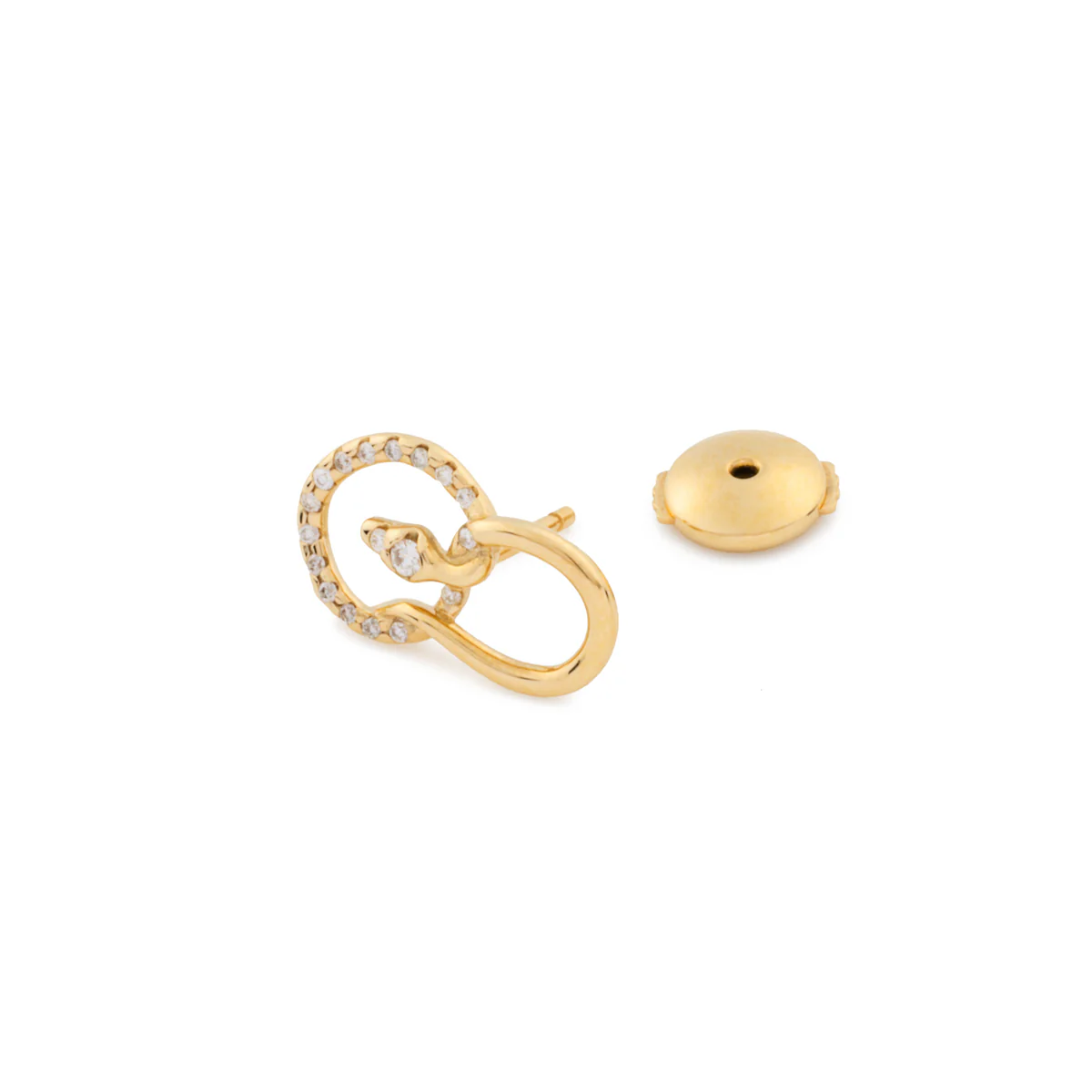 18K SNAKE KNOT Diamond Stud Earring - Image 3