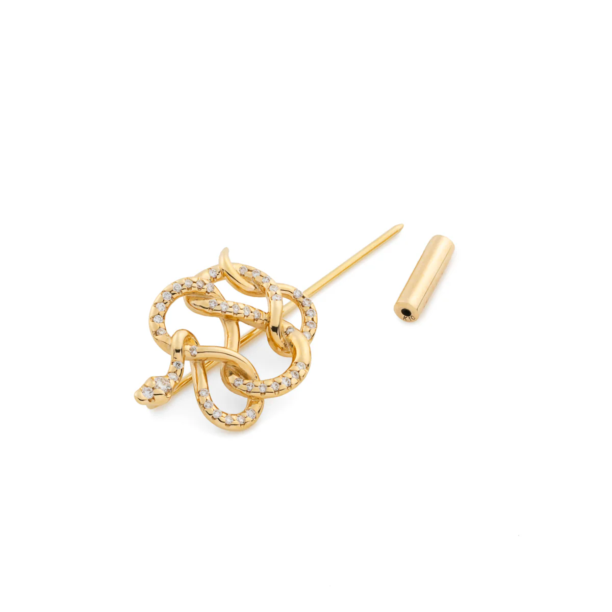 18K SNAKE KNOT Diamond Brooch - Image 3