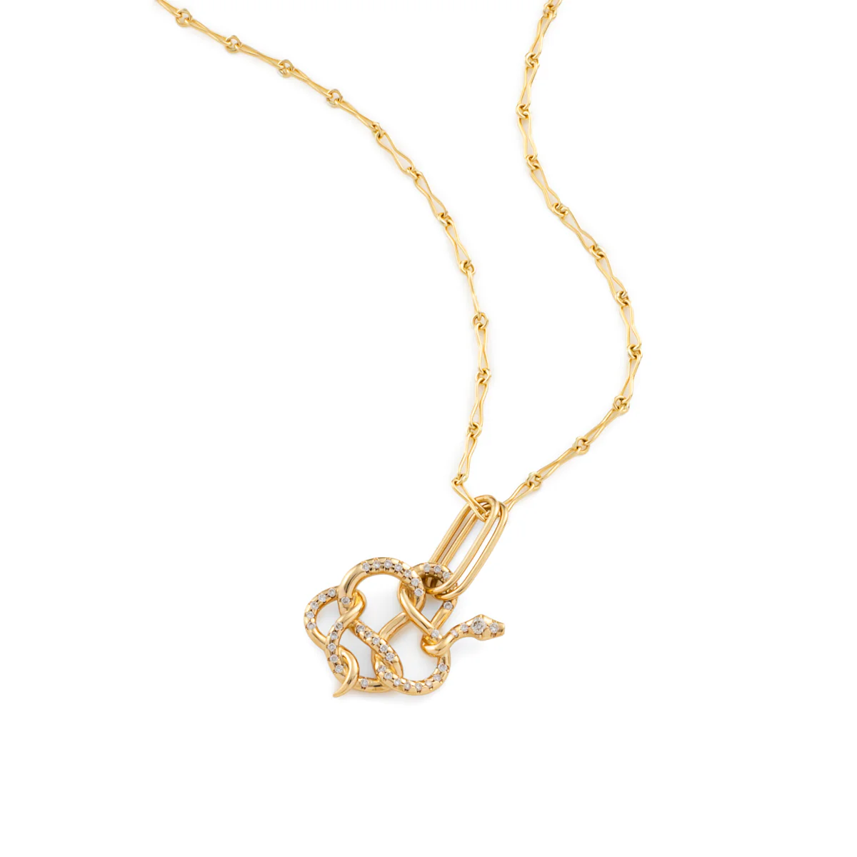 18K SNAKE KNOT Diamond Charm - Image 3