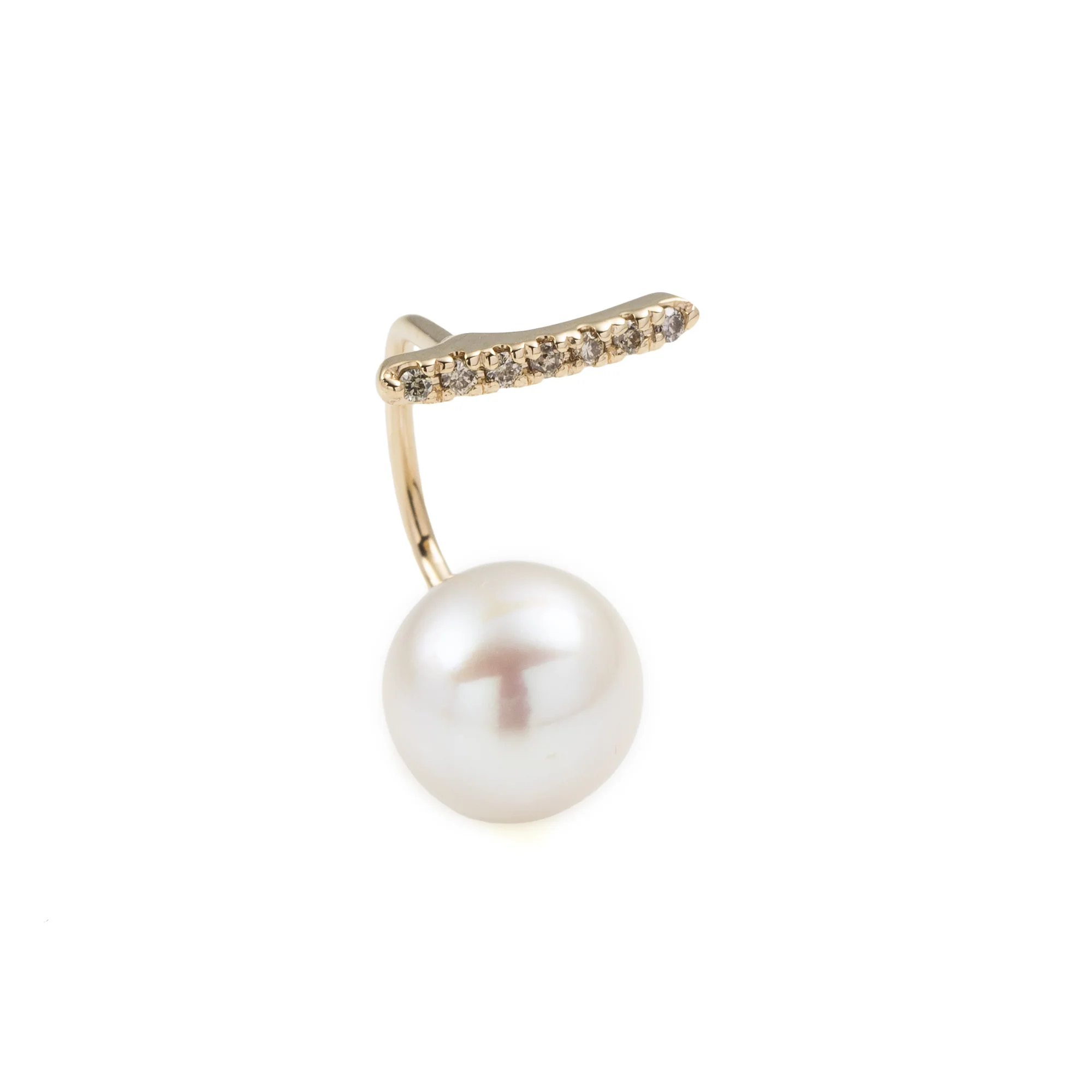 Diamond Short Bar Earring with Akoya Pearl Backing - Image 6