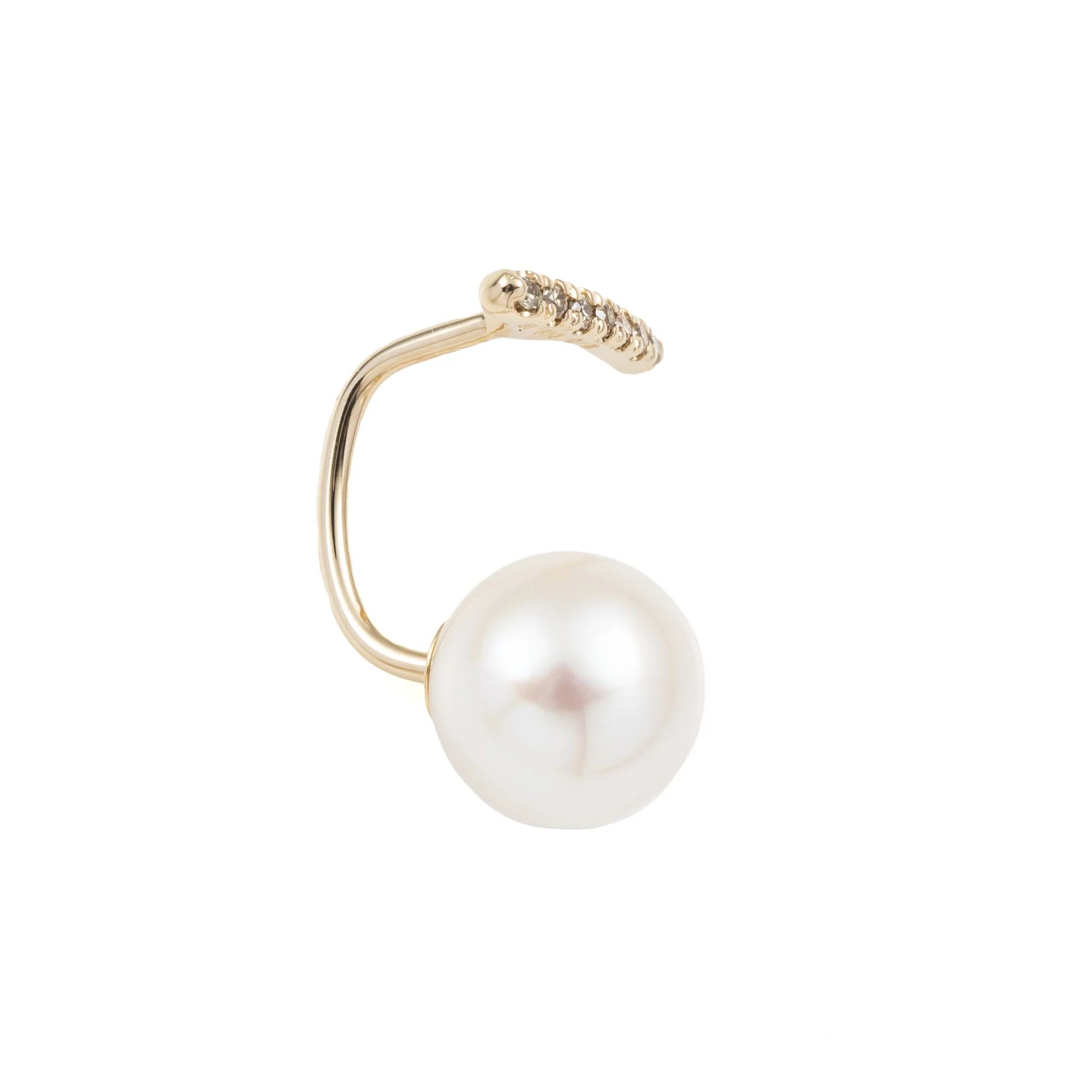 Diamond Short Bar Earring with Akoya Pearl Backing - Image 9