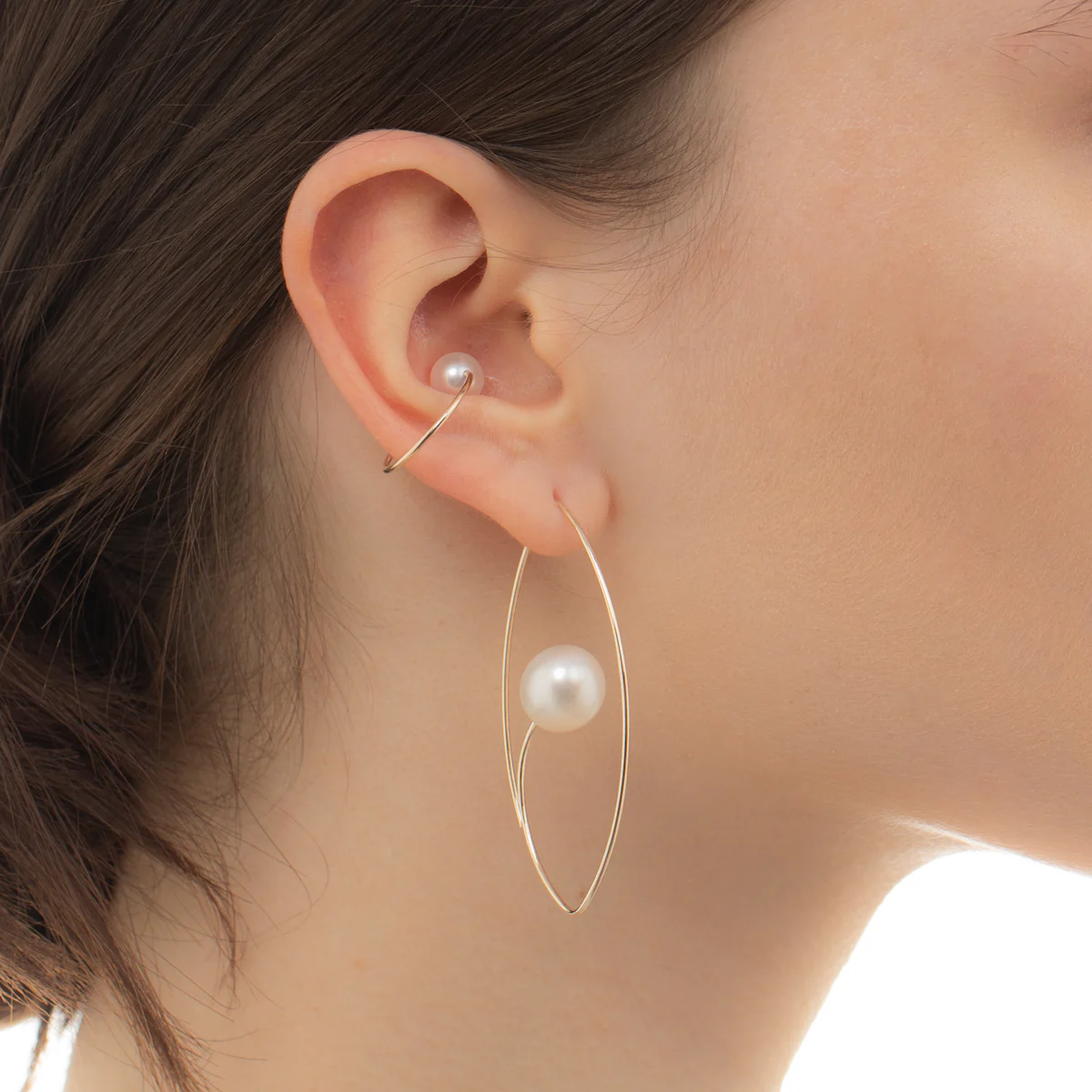 South Sea Pearl Floating Oval Earring Large size - Image 6