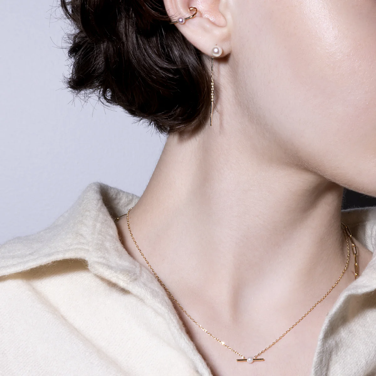 Akoya Pearl Bar Necklace - Image 2
