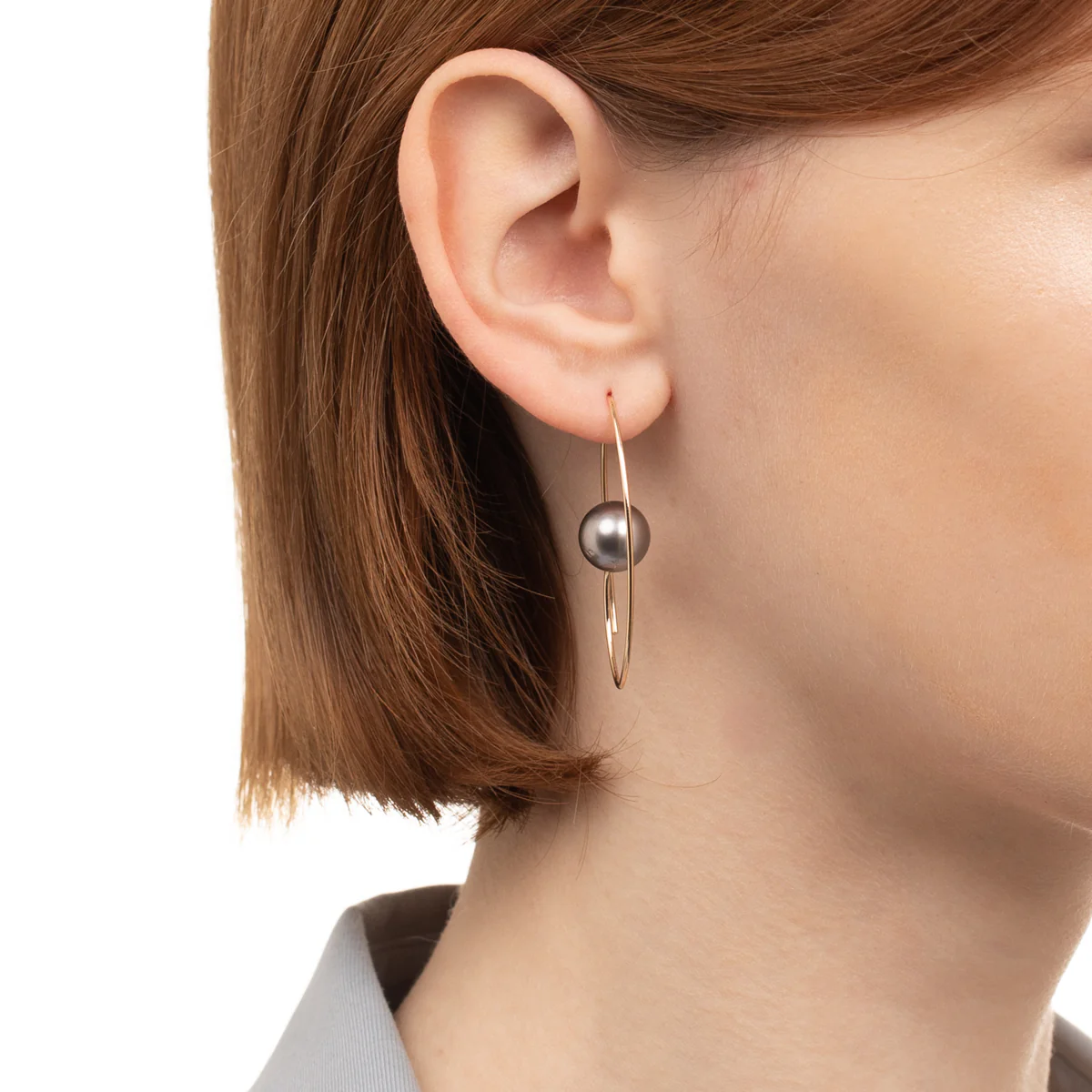Tahiti Pearl Floating Oval Earring Medium size - Image 4