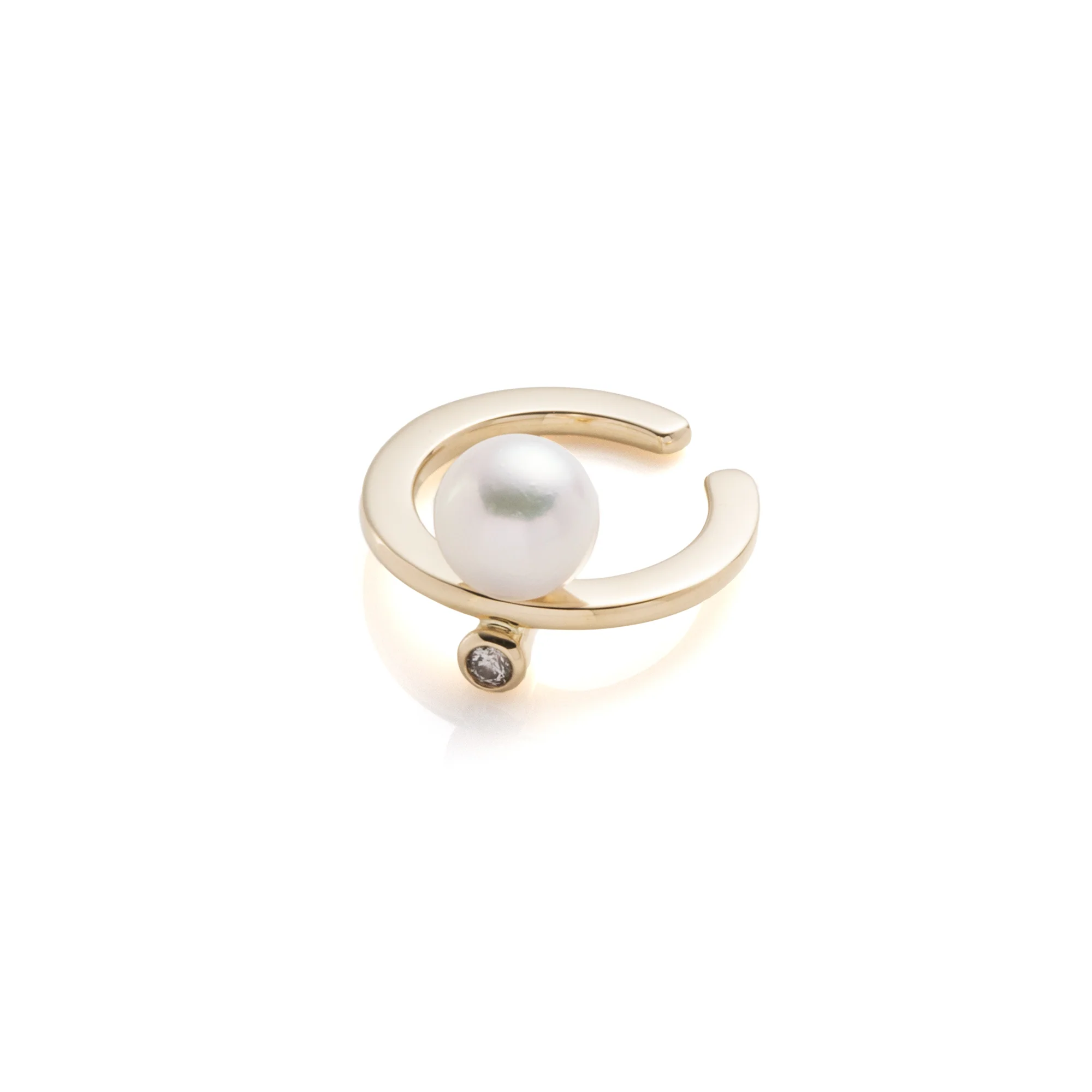 BUMBLE BEE Akoya Pearl Diamond Ear Cuff - Image 3