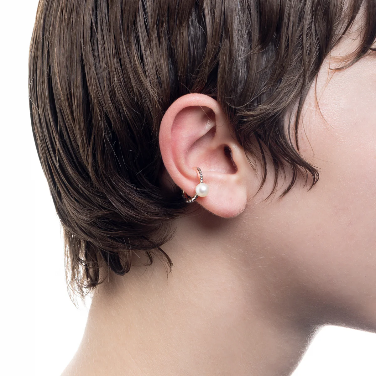 Akoya Pearl Diamond Ear Cuff Black Ruthenium Plated - Image 2