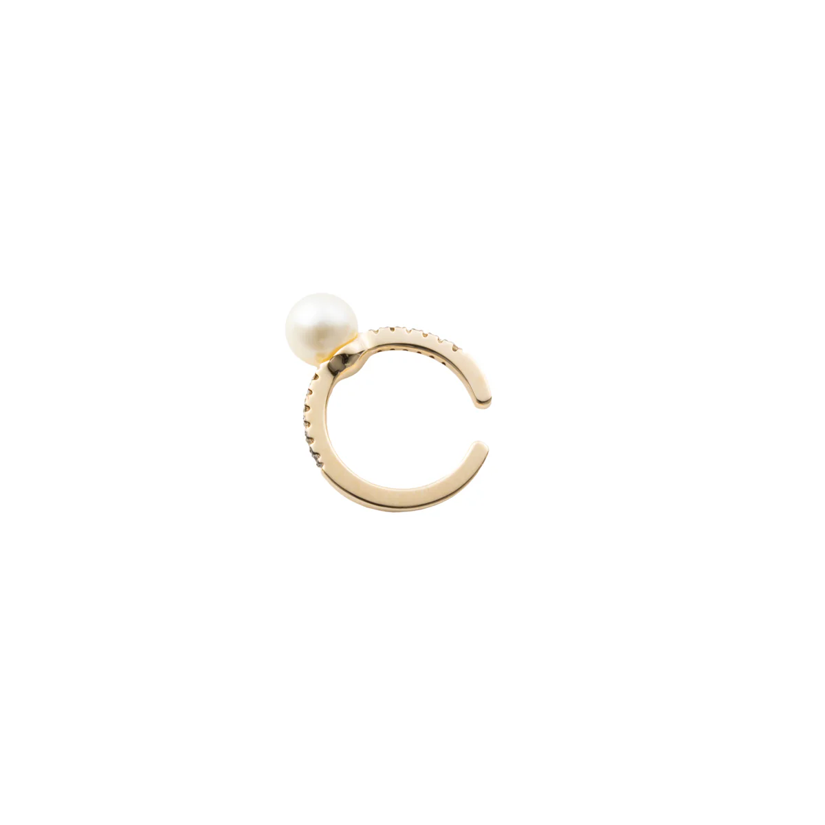 Akoya Pearl Diamond Ear Cuff Black Ruthenium Plated - Image 3