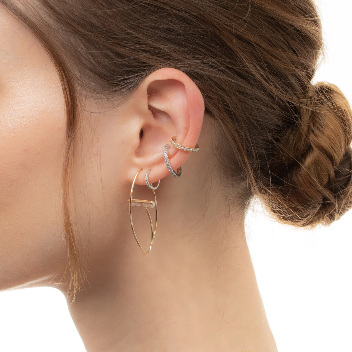 Caviar Pearl Ear Cuff Small size - Image 6