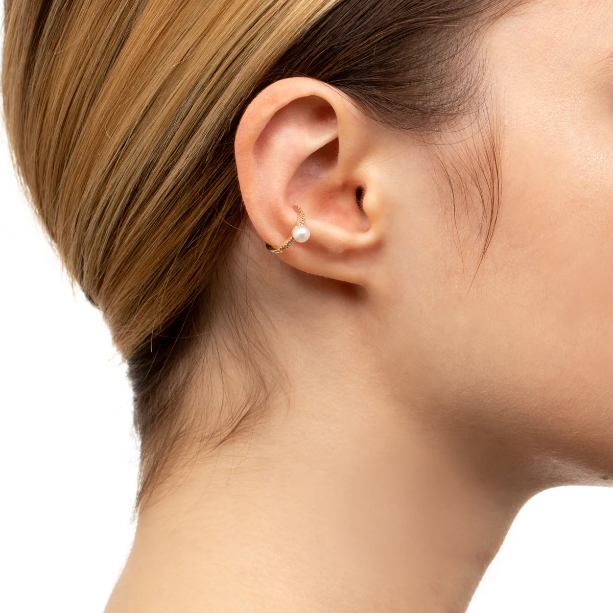 Akoya Pearl Diamond Ear Cuff Small size - Image 2