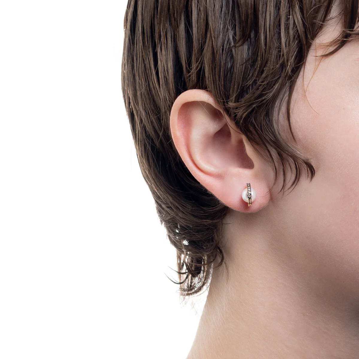 BELUGA Akoya Pearl Diamond Earring Small size Black Ruthenium Plated - Image 5