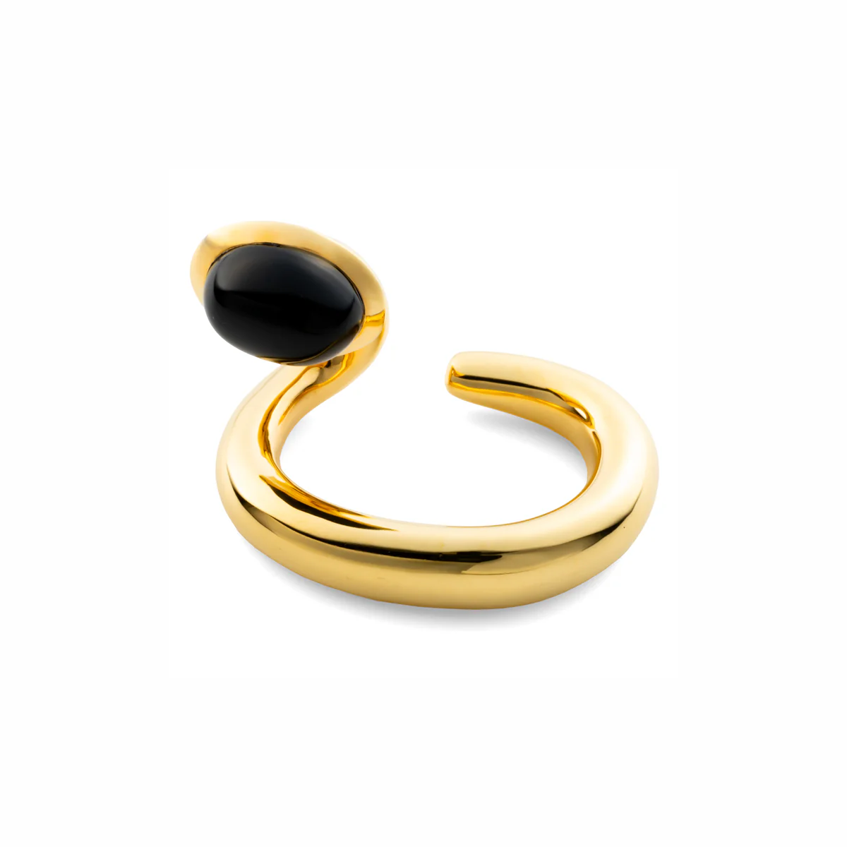 PARAKEET Cabochon Onyx Ear Cuff Gold Plated - Image 3