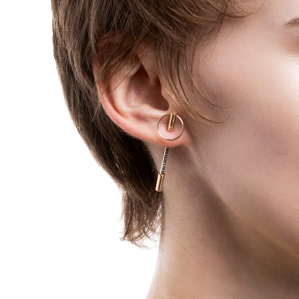 PUNCTURE Back Spear Diamond Earring Black Ruthenium Plated - Image 4