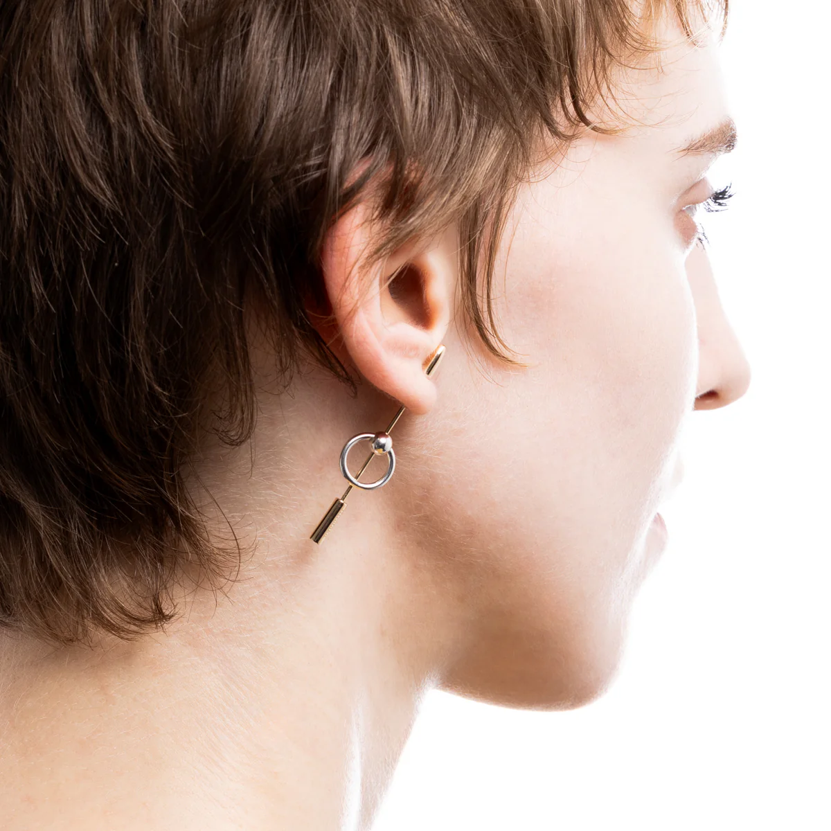 PUNCTURE Spear Earring, Silver Captive Ball - Image 4
