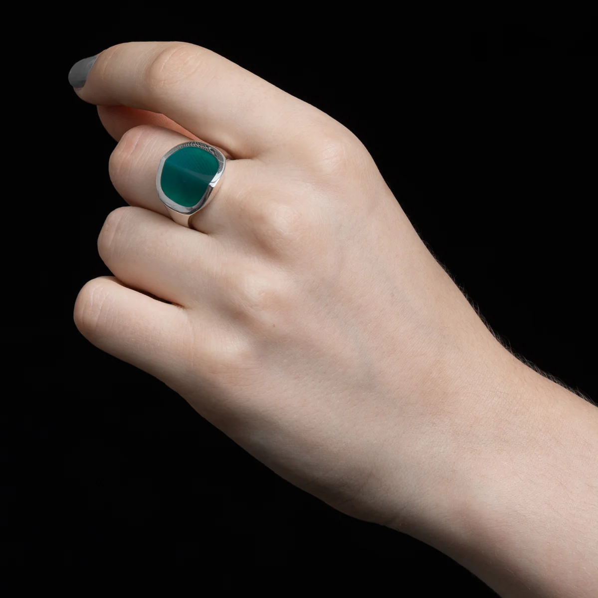 EQUINOX-Pyramid Green Agate Ring Medium size - Image 2
