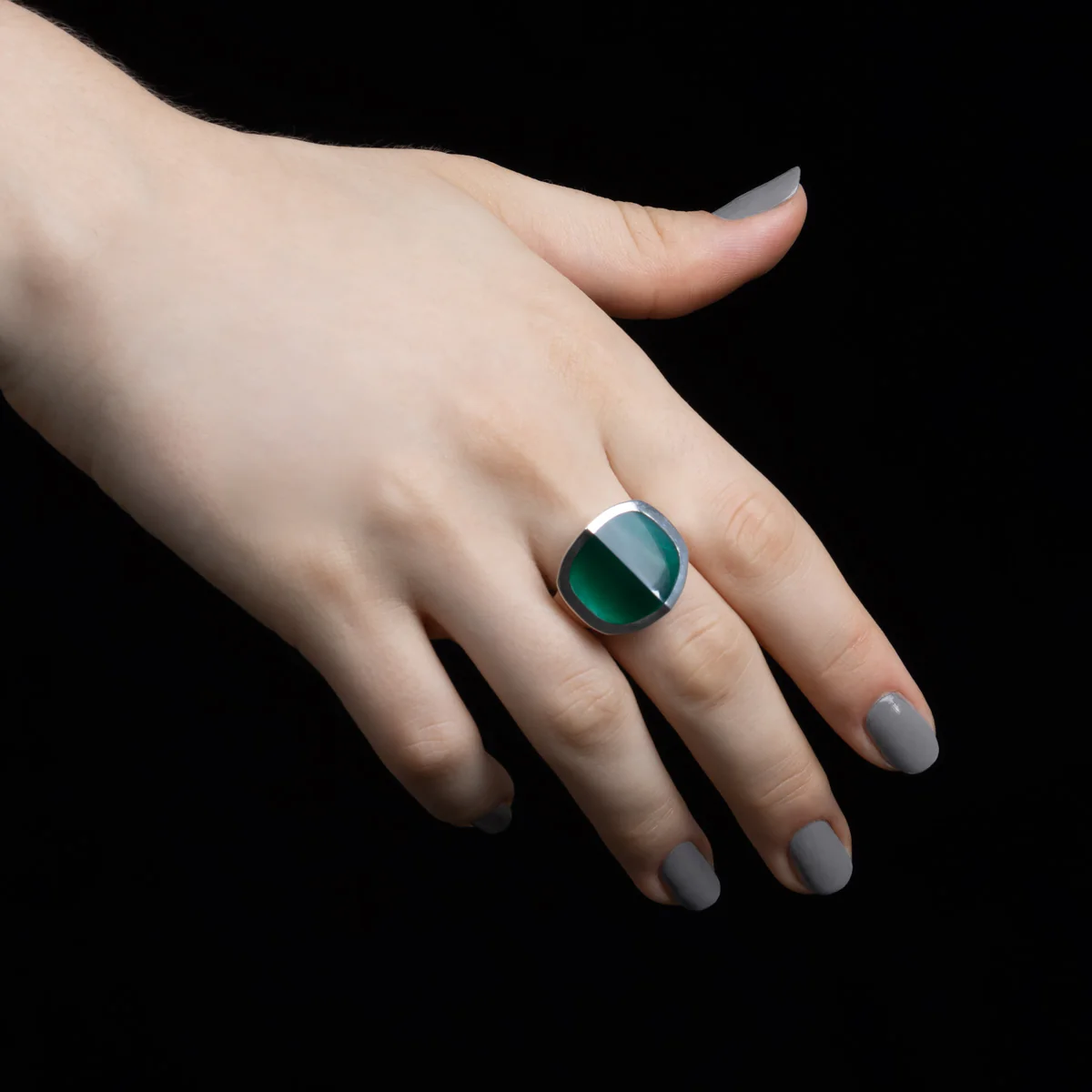 【Made-To-Order】EQUINOX-Pyramid Green Agate Ring Large size - Image 7