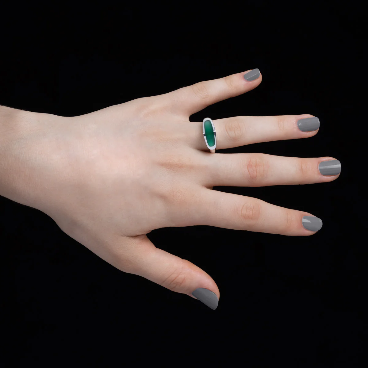 【Made-To-Order】EQUINOX-Pyramid Green Agate Ring - Image 2
