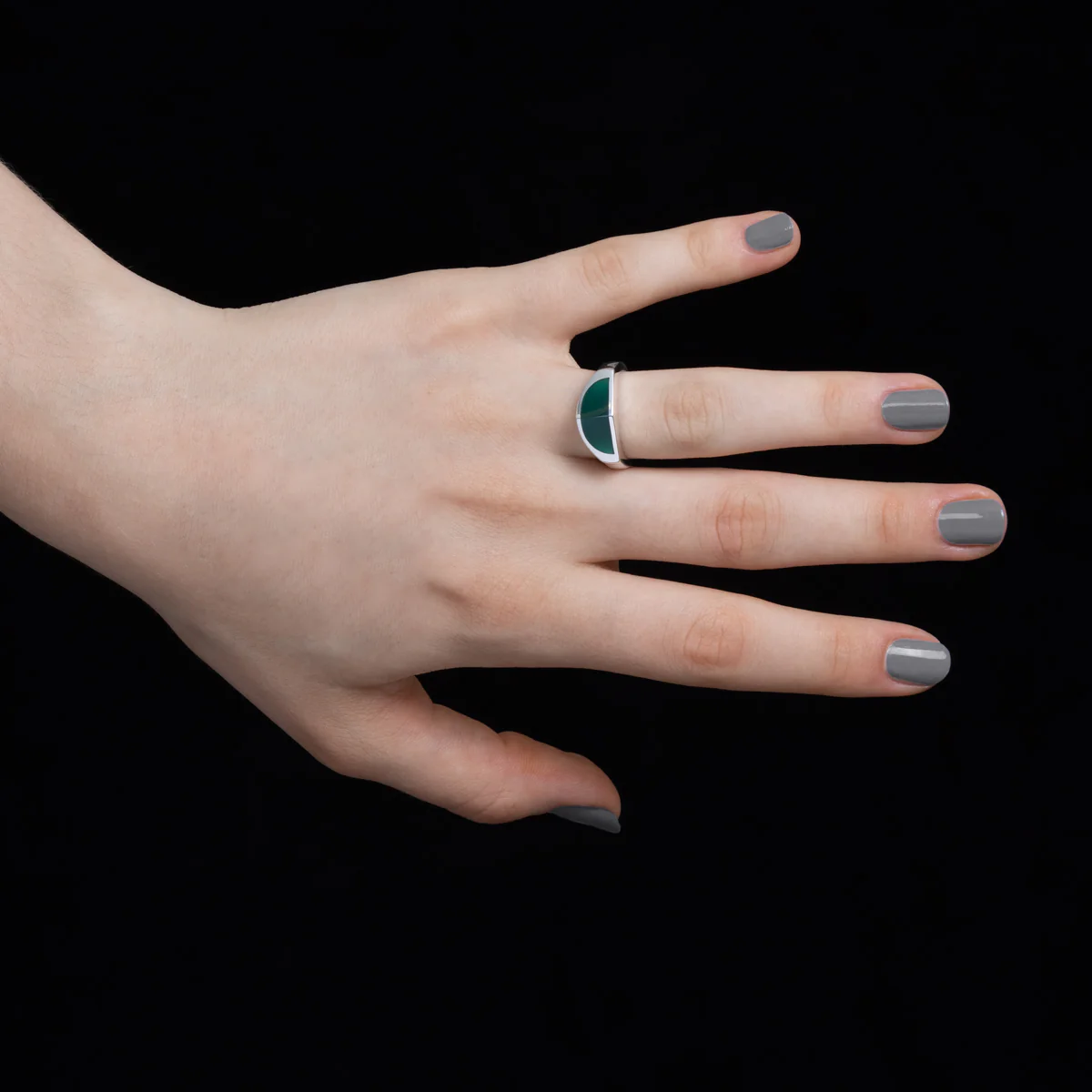 【Made-To-Order】EQUINOX-Pyramid Green Agate Ring - Image 2
