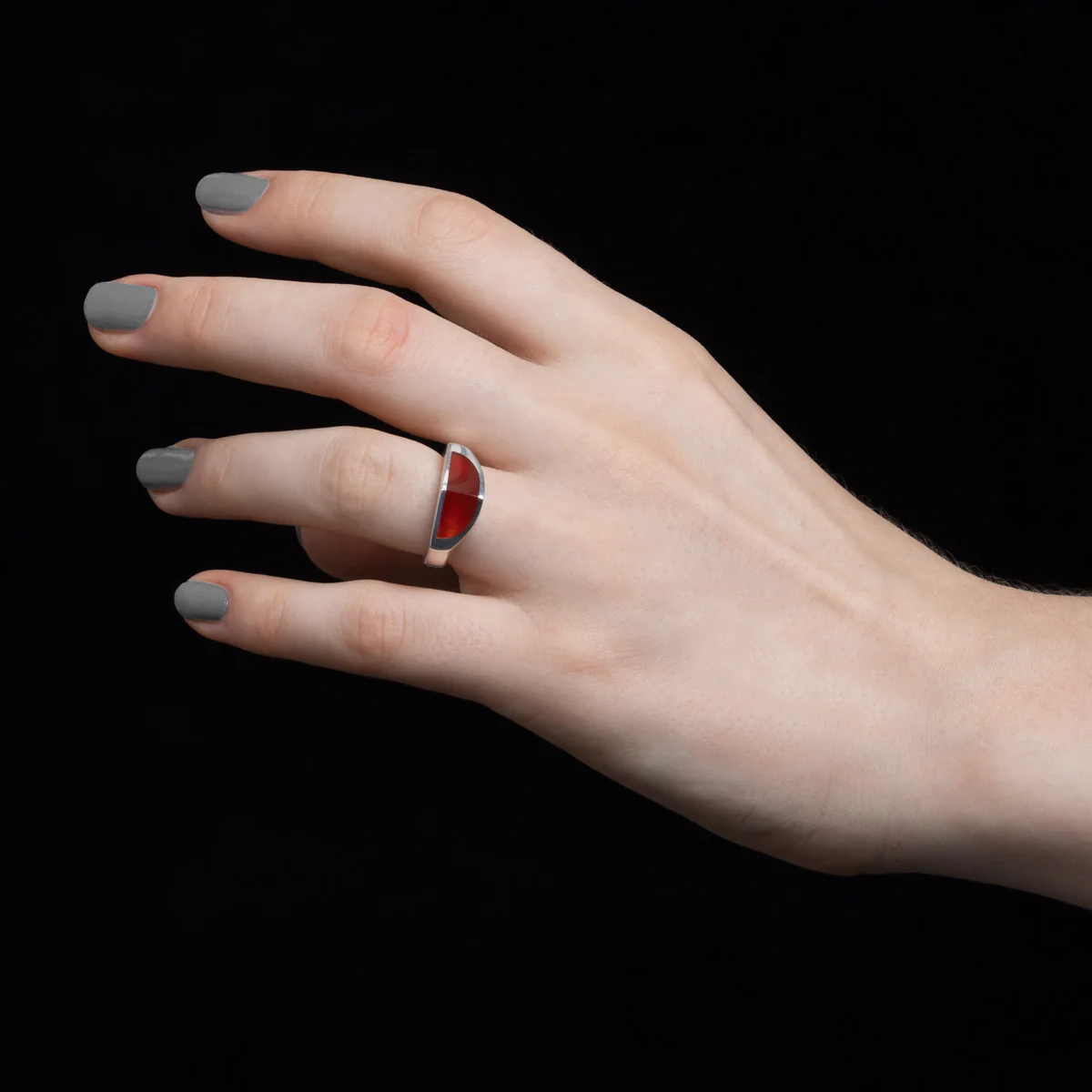 【Made-To-Order】EQUINOX-Pyramid Carnelian Ring - Image 2