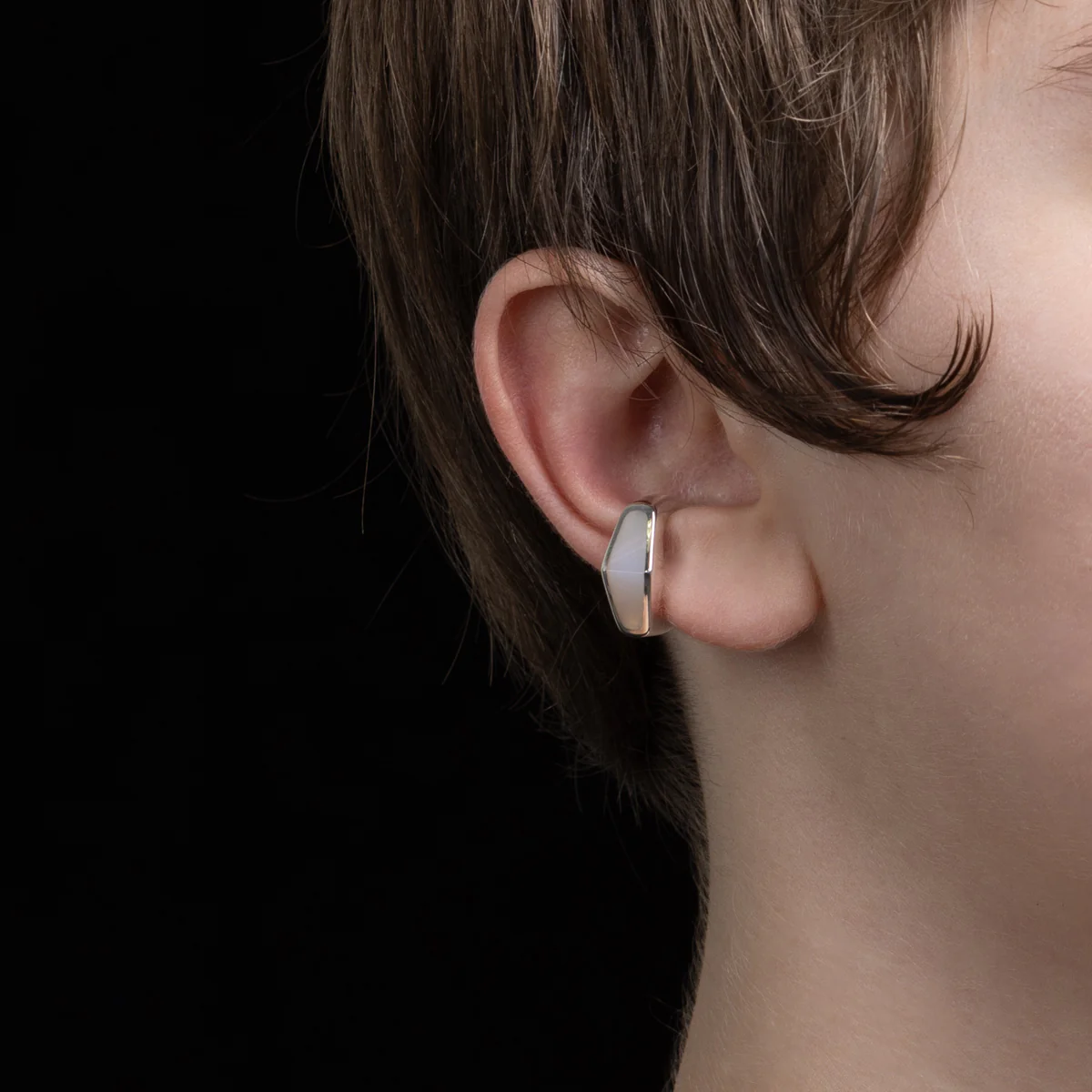 EQUINOX-Pyramid White Agate Ear Cuff - Image 4