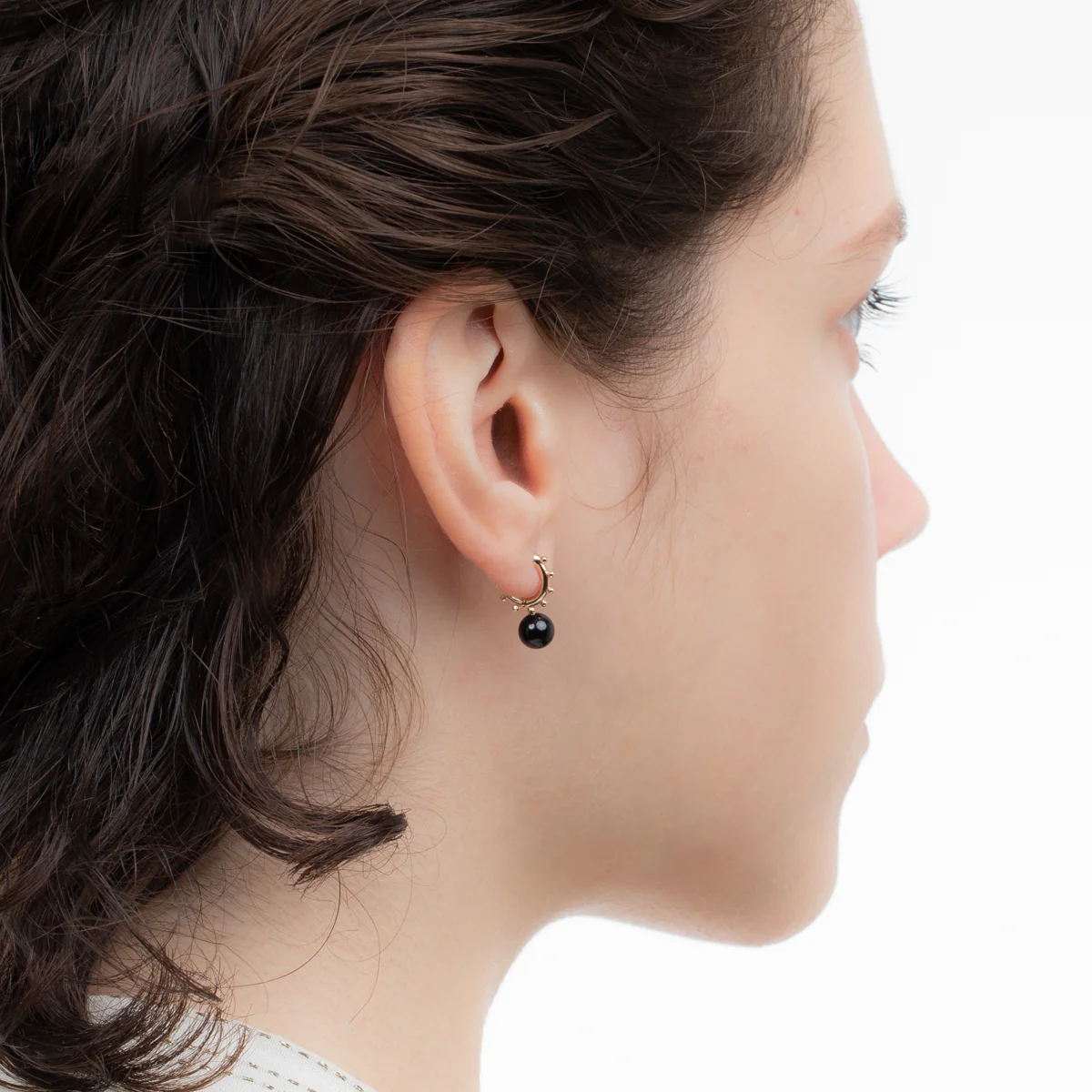 SEA ANEMONE Onyx Huggie Hoop Earring Small size - Image 6