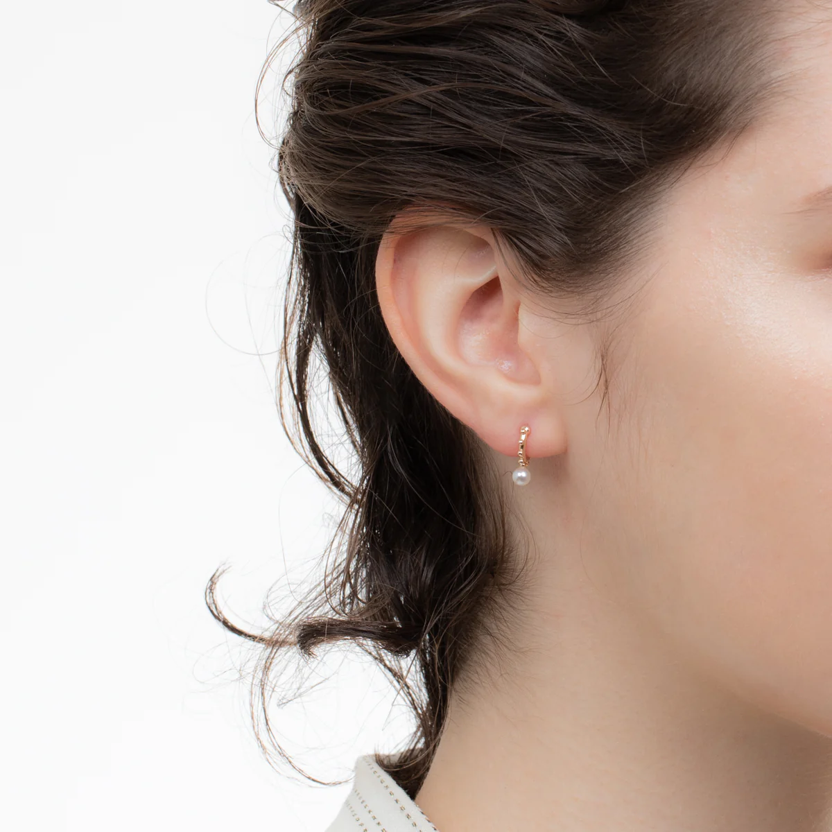 SEA ANEMONE Akoya Pearl Huggie Hoop Earring Extra Small size - Image 5