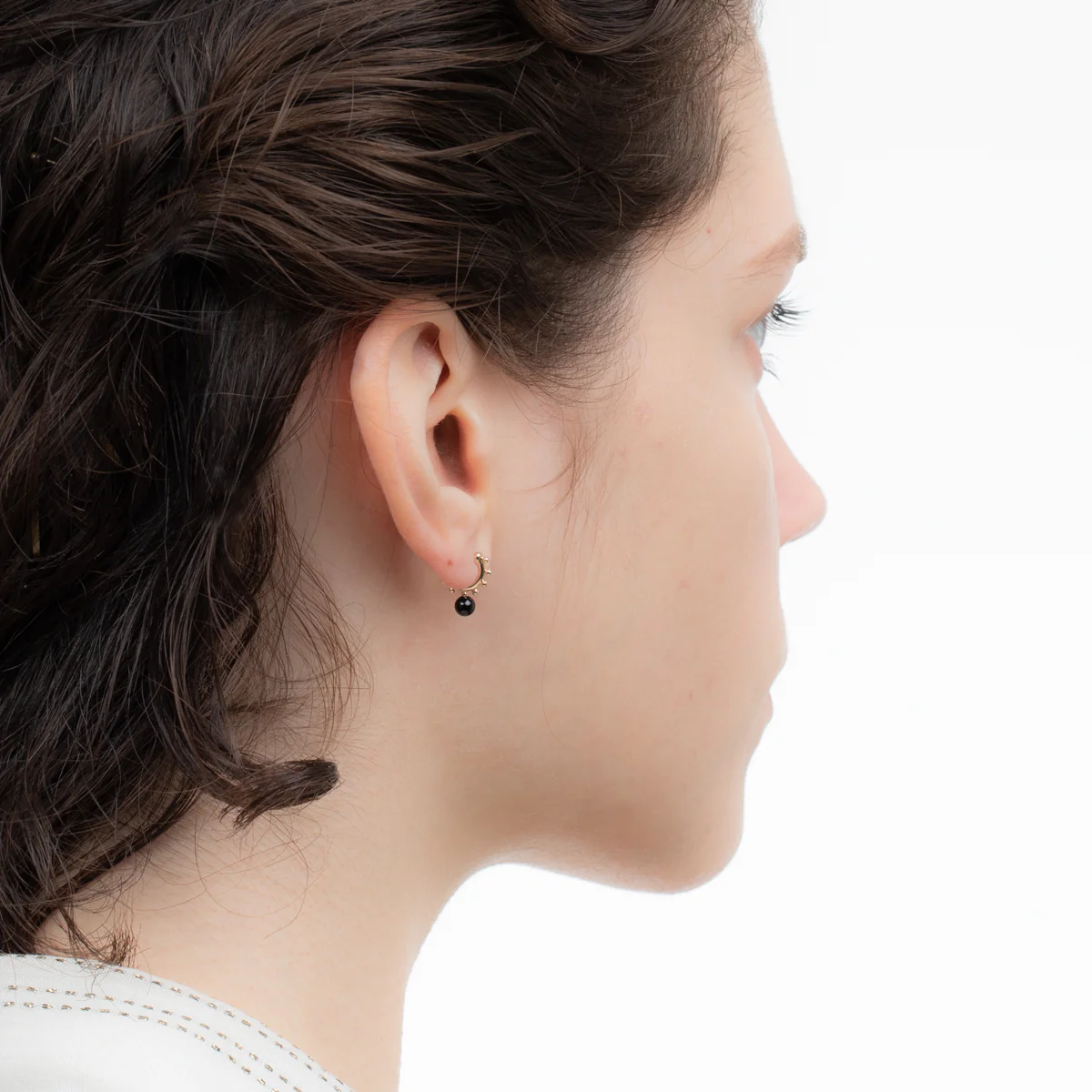 SEA ANEMONE Onyx Huggie Hoop Earring Extra Small size - Image 6