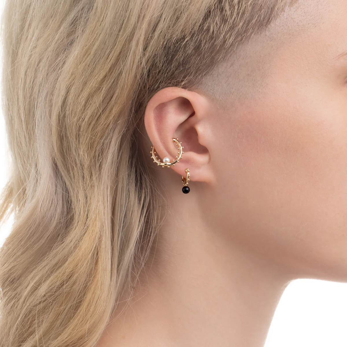 SEA ANEMONE Onyx Huggie Hoop Earring Extra Small size - Image 7