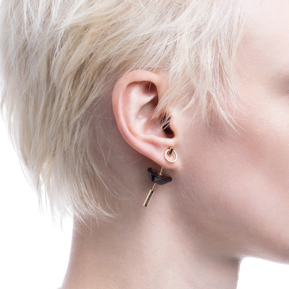 SPEAR Door Knocker Earring Medium size, Smoky Quartz - Image 2